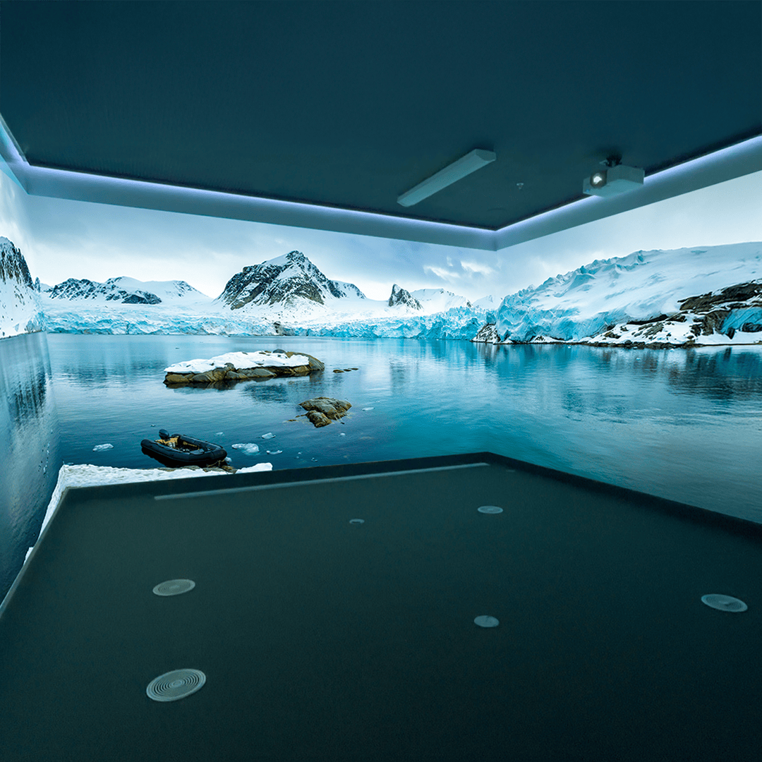 Immersive projection room in use