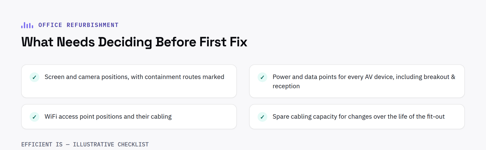AV in office refurbishment: checklist of what needs deciding before first fix