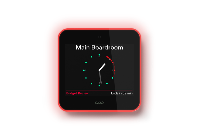 Evoko Liso Room Booking Screen: mounted, occupied status