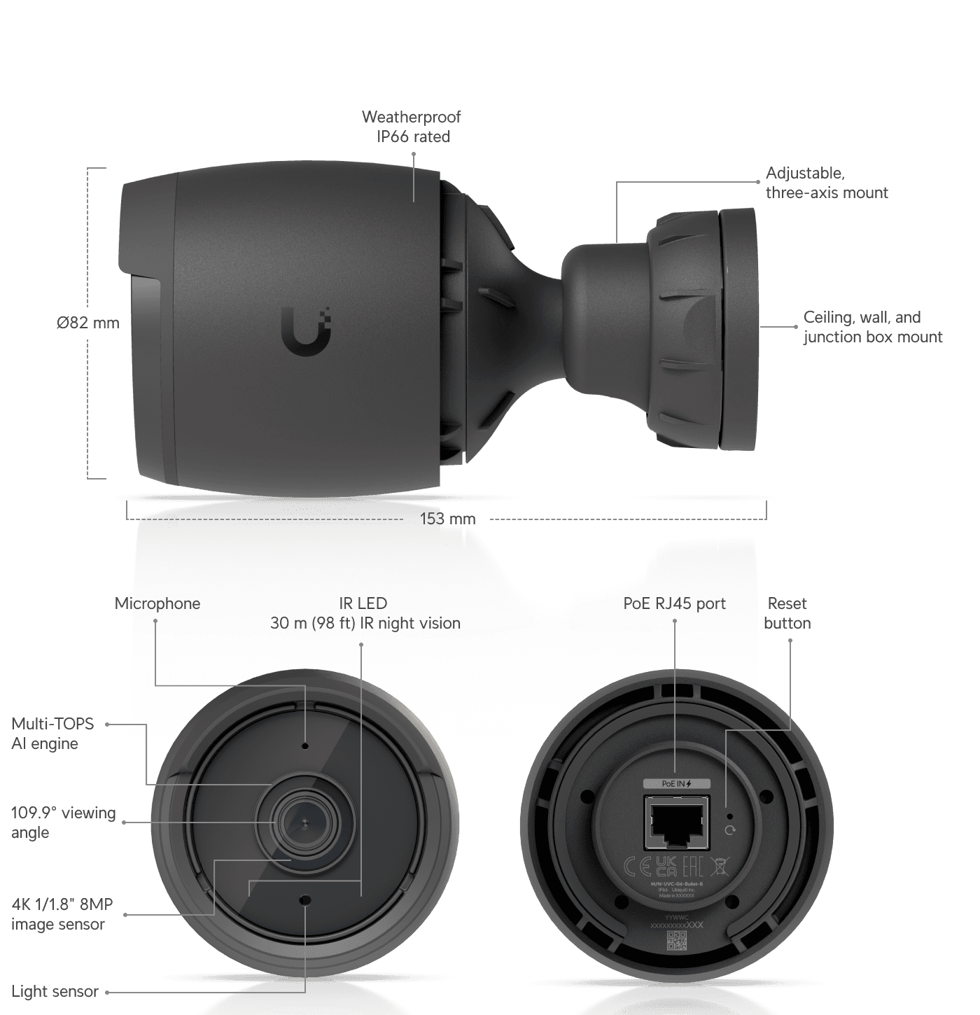 UniFi Protect G6 Bullet 4K Camera, view 3